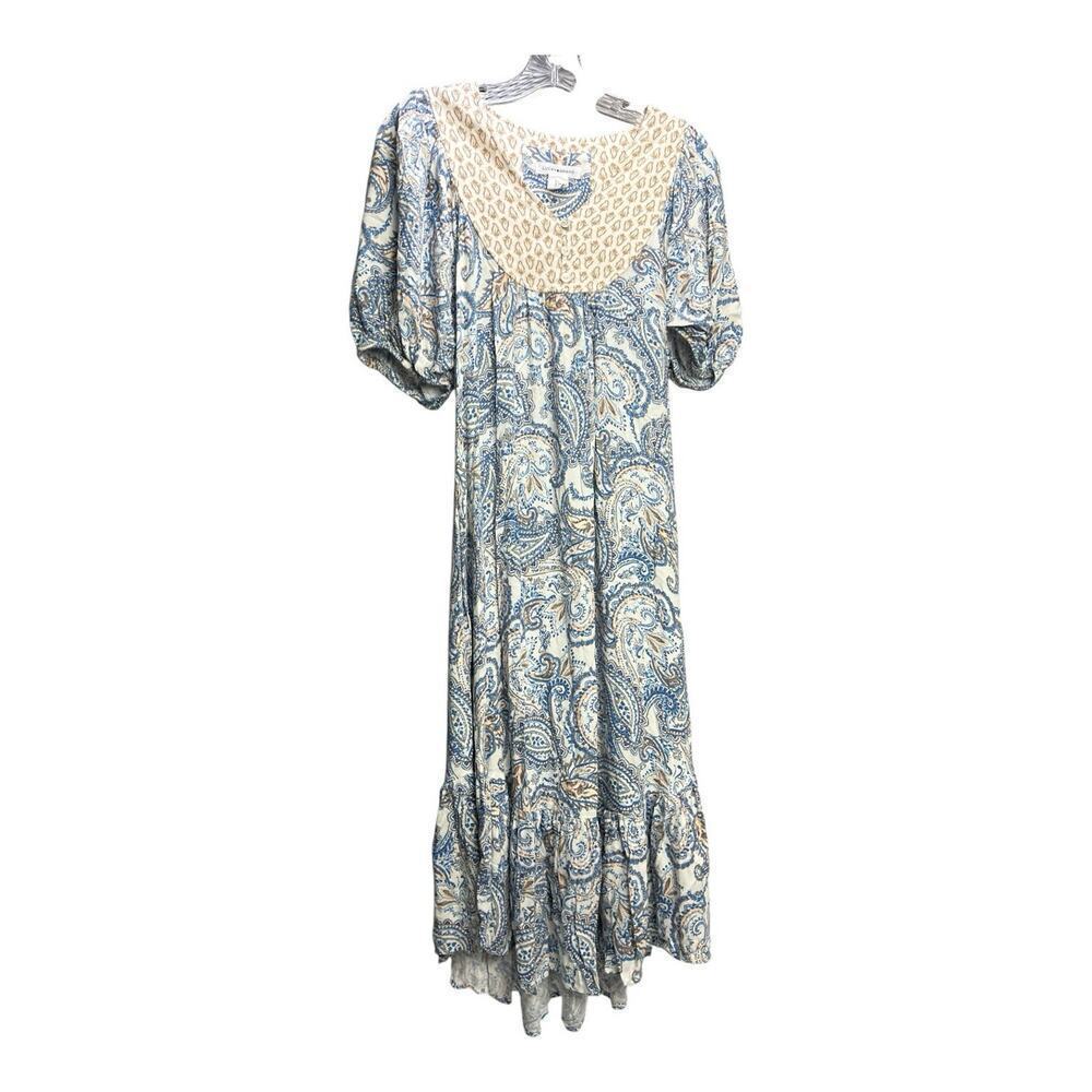 Lucky Brand Paisley Puff Sleeve Tiered Dress Size Small